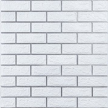 Самоклеюча 3D панель 700х770х3мм Біла цегла смужка срібло (100-3) SW-00000752 SW-00000752 фото